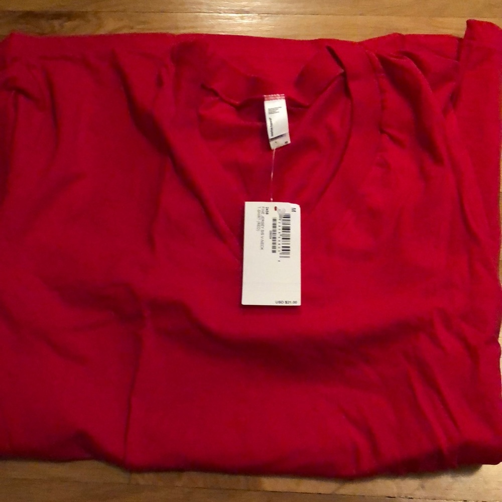 American Apparel - V neck red basic T-shirt - new with tags - size medium